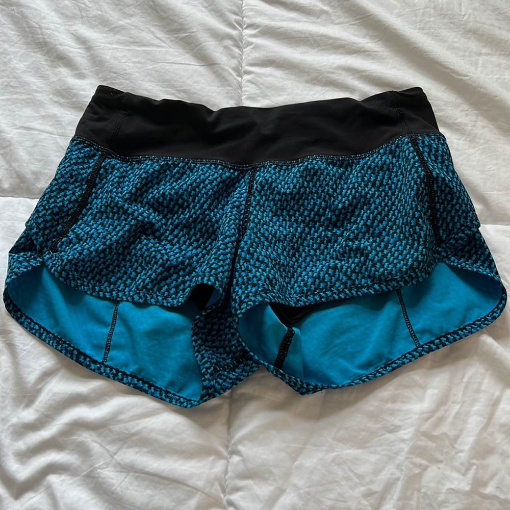 Lululemon Blue and Black Speed Up Shorts